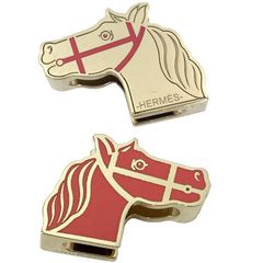 HERMES エルメス ツイリーリング カドリージュ 馬 シルバー/ブラウン