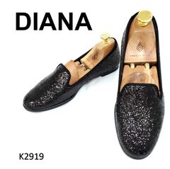 ダイアナ ビットローファー スクエアトゥ 本革 レザー ブラック 24cm