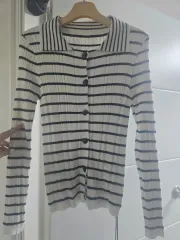 白黒ストライプカーディガン