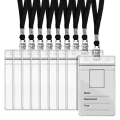 新品 ネームホルダー 35枚入れ ID カード ホルダー ネックストラップ 縦型(6.8*11.2cm) タイプ ブルー 吊り下げ 名札 ストラップ 名札 ホルダー カードホルダー 首掛け pvc製 防水 両面用 透明色名札ケース ネックストラップ イベント