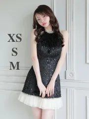 ブラック [DE4135-B-2511]【DEA./ディア】スパンコール/ フリンジ/ ハイネック/ フレア/ ミニドレス/ キャバドレス/ Brille3791