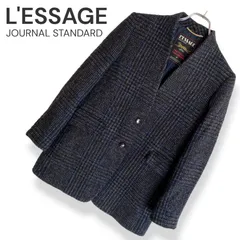 L'ESSAGE JOURNAL STANDARD レサージュ ブラック×グレー×ネイビー チェック柄 テーラードジャケット ウール ポリエステル 日本製 3-0 Ｍサイズ相当 レディース 788KZ