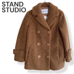 STAND STUDIO スタンドスタジオ ブラウン ボア ダブルジャケット コート ポリエステル100% 中国製 フリーサイズ相当 レディース 6ボタン もこもこ 新品タグ付き 789KZ