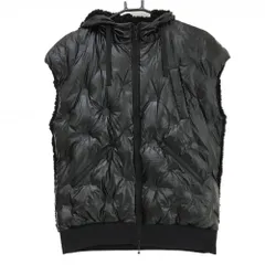 【美品】ダンスウィズドラゴン フード付ダウンベスト 黒 背面ボア 蓄熱裏地 レディース 3(L) ゴルフウェア Dance With Dragon