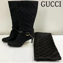 GUCCI　グッチ　GGキャンバス　ロングブーツ　ヒール　35C　115079