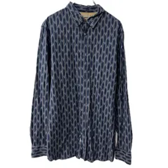 BANANA REPUBLIC 長袖 柄シャツ L ネイビー 矢絣 総柄 長袖シャツ トップス 春物 a711-5593のサムネイル