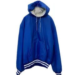 USA製 70～80's Holloway ナイロンジャケット XL ブルー ホロウェイ ハーフジップ フード 中綿 バックロゴ アウター 冬物 a711-5625