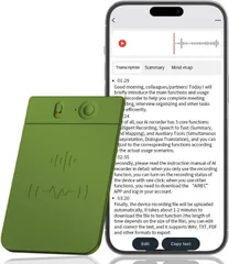 AIボイスレコーダー 64GB音声メモレコーダー（文字起こし＆要約機能付き）月間1200分の無料文字起こし
