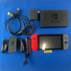 ◇SG511【すぐ遊べるセット】Nintendo Switch 初期型 本体 ジョイコン レッド ブラック ドッグ ジョイコングリップ ジョイコンストラップ コード類 まとめ セット 任天堂 ニンテンドー スイッチ Joy-Con 赤 黒 ストラップ