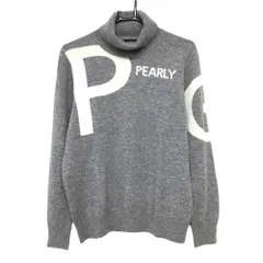 【超美品】パーリーゲイツ タートルネックセーター グレー×白 カシミヤ100% レディース 2(L) ゴルフウェア 2024年モデル PEARLY GATES