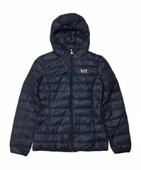 【中古美品】アルマーニ EA7 EMPORIO ARMANI エアセッテ エンポリオアルマーニ フード フルジップライトダウンジャケット 8NTB14 TN12Z ネイビー レディース インナーダウン パッカブル仕様 軽量 防寒 スポーツウェア