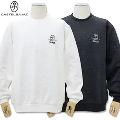 カステルバジャック CASTELBAJAC 高周波 エンボス 加工 丸首 トレーナー 48 Lサイズ 50 LLサイズ ホワイト ブラック 7235370155 秋冬 25AW