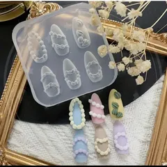 No.274 ネイルパーツ シリコンモールド 6連 3D 立体リング/ウェーブ/パール ネイルアート