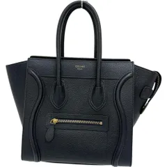 【CELINE/セリーヌ】ラゲージ マイクロショッパー ハンドバッグ レザー ダークネイビー ゴールド金具 レディース 【中古】【真子質店】【BL】