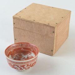 湖東焼 赤絵 人物文 猪口 盃 時代箱付 V R5213 - メルカリ