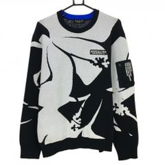 マークアンドロナ セーター 黒×白 総柄 ニット 袖ポケット付 メンズ 50(XL) ゴルフウェア 2023年モデル MARK&LONA