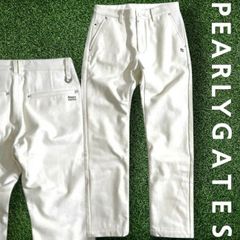 PEARLY GATES パーリーゲイツ ゴルフ 日本製 ライトメルトン ウール混 無地 5ポケット ロングパンツ ゴルフウェア 053-3931001 定価5万 クリーム ▲051▼51104w04