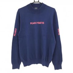パーリーゲイツ ハイネックセーター ネイビー系×ピンク ニット コットン混 メンズ 6(XL) ゴルフウェア PEARLY GATES