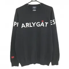 【美品】パーリーゲイツ セーター 黒×白 カシミヤ100％ ニット メンズ 6(XL) ゴルフウェア PEARLY GATES