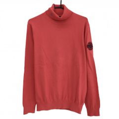 パーリーゲイツ タートルネックセーター レッド×ネイビー ニット コットン混 ハイネック メンズ 6(XL) ゴルフウェア PEARLY GATES
