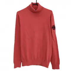 パーリーゲイツ タートルネックセーター レッド×ネイビー ニット コットン混 ハイネック メンズ 6(XL) ゴルフウェア PEARLY GATES