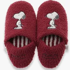 gelato pique ジェラート ピケ スヌーピ スリッパ レディース ホーム もこもこ 防寒 暖かい 保温 室内用 ルームシューズ フリーサイズ レッド