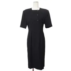 ピエールカルダン Pierre Cardin ブラックフォーマル ワンピース ノーカラー ウール 半袖 9 黒 ブラック