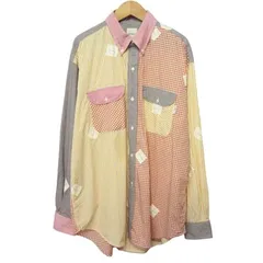 カールヘルム Karl Helmut シャツ 長袖 チェック ストライプ 切替 ワッペン M 