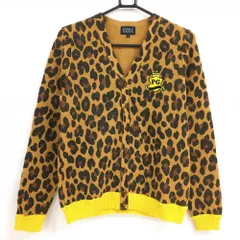 【超美品】パーリーゲイツ ニットカーディガン ライトブラウン×ダークブラウン レオパード柄 メンズ 4(M) ゴルフウェア PEARLY GATES