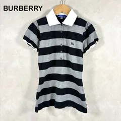 BURBERRY BLUE LABEL バーバリーブルーレーベル ホースロゴ刺繍 ボーダー 半袖 ポロシャツ レディース トップス グレー ブラック