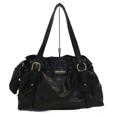 miumiu(ミュウミュウ) ショルダーバッグ - 黒 サイドリボン レザー