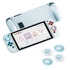 【特価商品】Switch カバー＆ジョイスティックカバー スイッチケース 専用カバー アナログスティックカバー 4ｘ猫爪肉球 Joy-Conカバー 全面保護ケース 耐久性tpu素材 キズ防止 衝撃吸収 着脱簡単 擦り傷防止 取り外し可能 指紋防止 可愛い (ラ