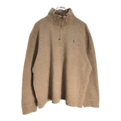 Polo by Ralph Lauren ポロ ラルフローレン ハーフジップ コットンセーター ベージュ(メンズ L)中古 古着 V8073