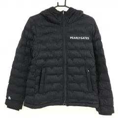 【超美品】パーリーゲイツ 中綿ジャケット ネイビー ストライプ地模様 フード付  レディース 1(M) ゴルフウェア 2024年モデル PEARLY GATES