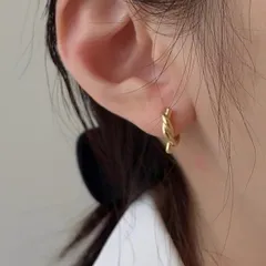 フープピアス ピアス ノットピアス 925針 金属アレルギー対応 ゴールド シルバー 選べる2色 結び目デザイン 大人可愛い 面長 さん向け 小顔 シンプル 韓国アクセサリー