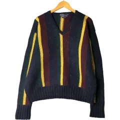 古着 ラルフローレン Ralph Lauren POLO by Ralph Lauren ストライプ柄 Vネック ウールニットセーター メンズXL相当/eaa595873