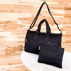 希少【レスポートサック】3Dメッシュ ボストンバッグ ジャガード織ストラップ 黒ブラック 肩掛け 旅行トラベル クロスボディ