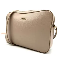 ✨良品✨ FURLA フルラ ショルダーバッグ トートバッグ ワンショルダーバッグ ベージュ 肌色 レザー 革 ロゴプレート ユニセックス 男女兼用 メンズ レディース