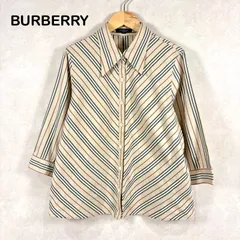 BURBERRY LONDON バーバリーロンドン 定番カラー 斜め ストライプ 総柄 7分袖 シャツ ベージュ レディース トップス 大きいサイズ