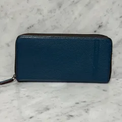 COACH コーチ ラウンドファスナー 長財布 ネイビー 本革 レザー ロゴ シンプル