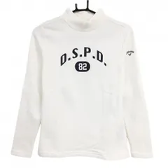 キャロウェイ 長袖ハイネックシャツ 白×ネイビー 胸プリント 裏起毛 レディース M ゴルフウェア Callaway