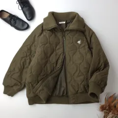 classical elf クラシカルエルフ Javaコラボ 衿リブハイネック キルティングブルゾン ジャケット 中綿 アウター 羽織 M カーキ(だ3Y＋0503)25F