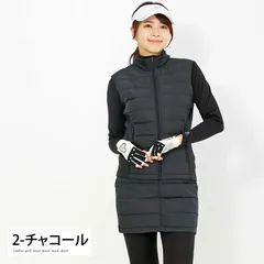 ゴルフウェア レディース ダウン上下セットアップ ダウンベスト ダウンスカート 暖か裏起毛ボアフリース ストレッチ おしゃれ かわいい 秋冬 ldset12 2-チャコール