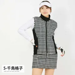 ゴルフウェア レディース ダウン上下セットアップ ダウンベスト ダウンスカート 暖か裏起毛ボアフリース ストレッチ おしゃれ かわいい 秋冬 ldset12 5-千鳥格子
