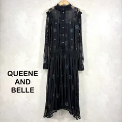 QUEENE AND BELLE クイーンアンドベル 花柄 刺繍 フリル シースルー 変形 ロングワンピース ブラック