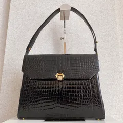 クロコダイル風 フォーマル ハンドバッグ ブラック