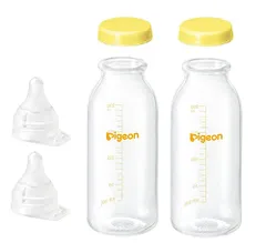 ピジョン 母乳実感 直付け 哺乳瓶200mlセット 透明（低負担・流量大）２セット