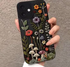 スマホケース　iPhoneケース　エンボス加工　花柄　ペイント加工
