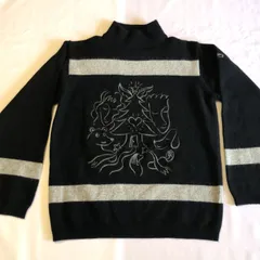 【Castelbajac sport／ウール×アンゴラ混 アート刺繍モックネックニット】ユニセックスM相当／希少デザイン／美品