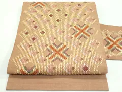 今だけビックリ価格。読谷山花織 グリーン～ブラウングラデ 袷仕立上訪問着L寸仕付 読谷山花織 グーシー花織 半幅帯 - 青山ゑり華